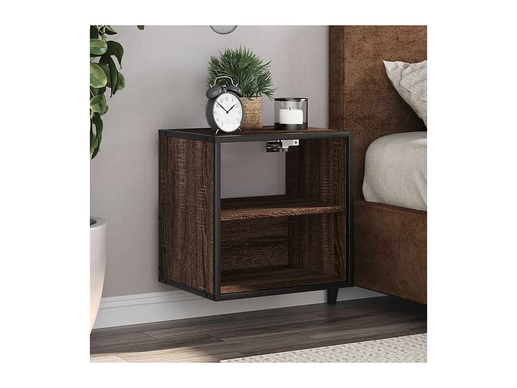 Table de chevet murale chêne marron 40x31x39,5 cm