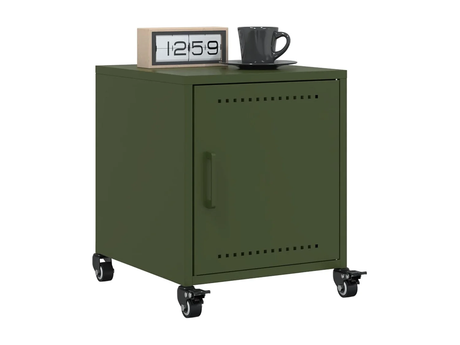 Table de chevet vert olive 36x39x43,5 cm acier