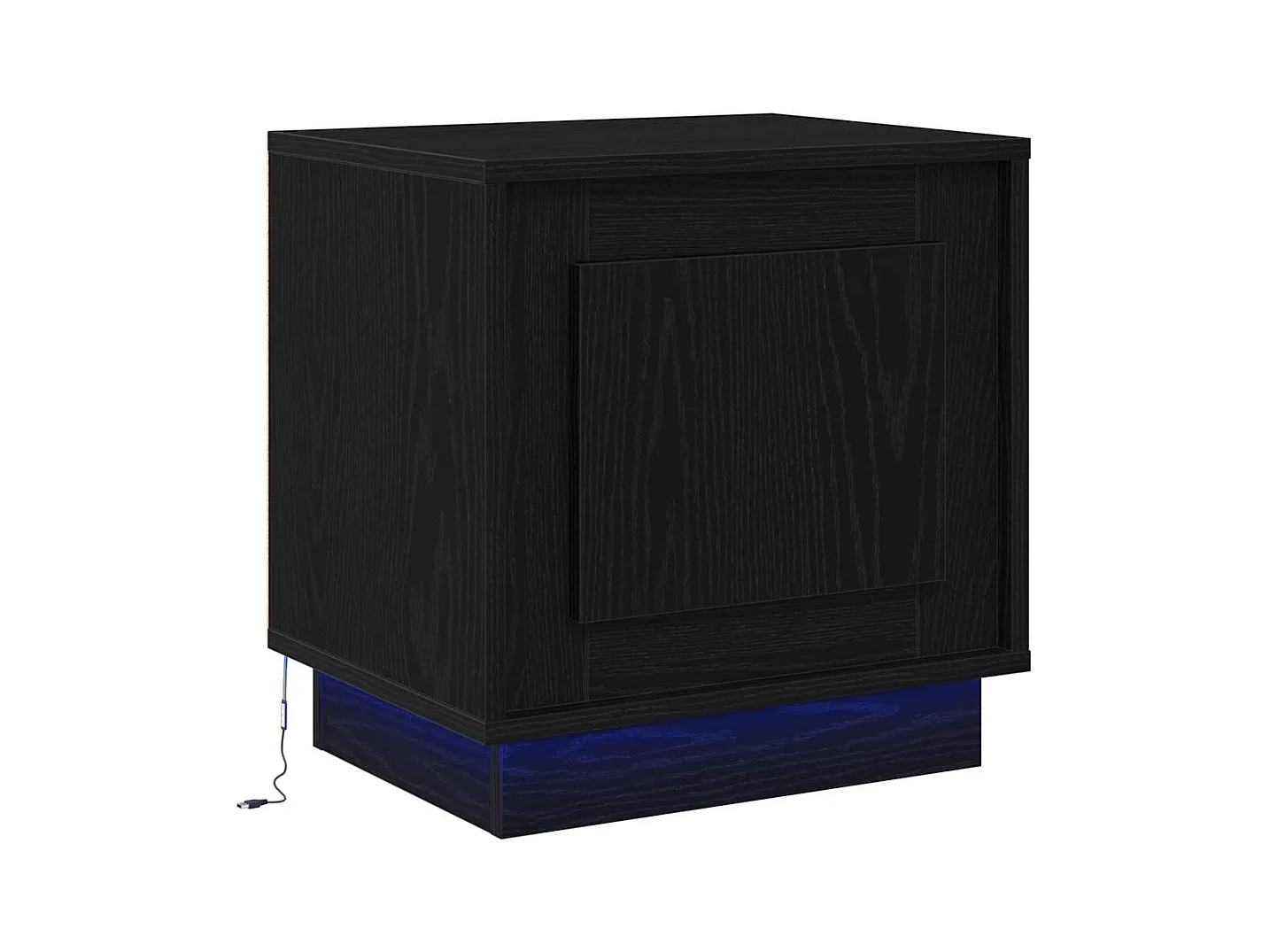 Table de chevet avec lumières LED Chêne noir 44x34,5x45 cm