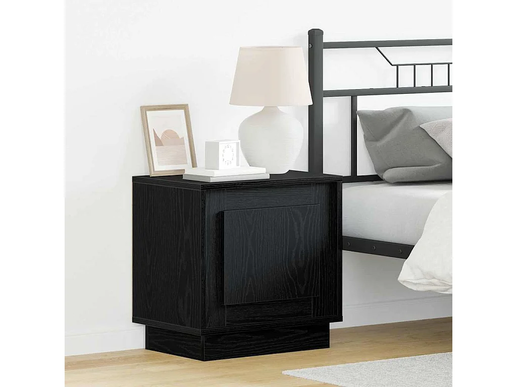 Table de chevet avec lumières LED Chêne noir 44x34,5x45 cm