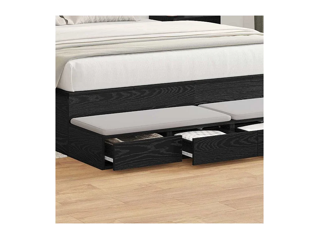 Zwarte bedlades 140x36,5x16,5 cm van bewerkt hout