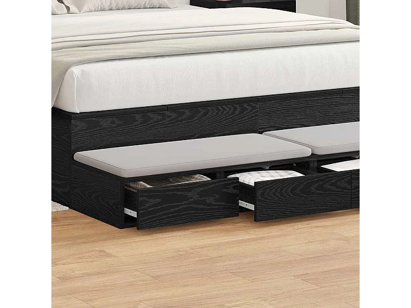 Tiroirs de lit Noir 140x36,5x16,5 cm en bois d'ingénierie