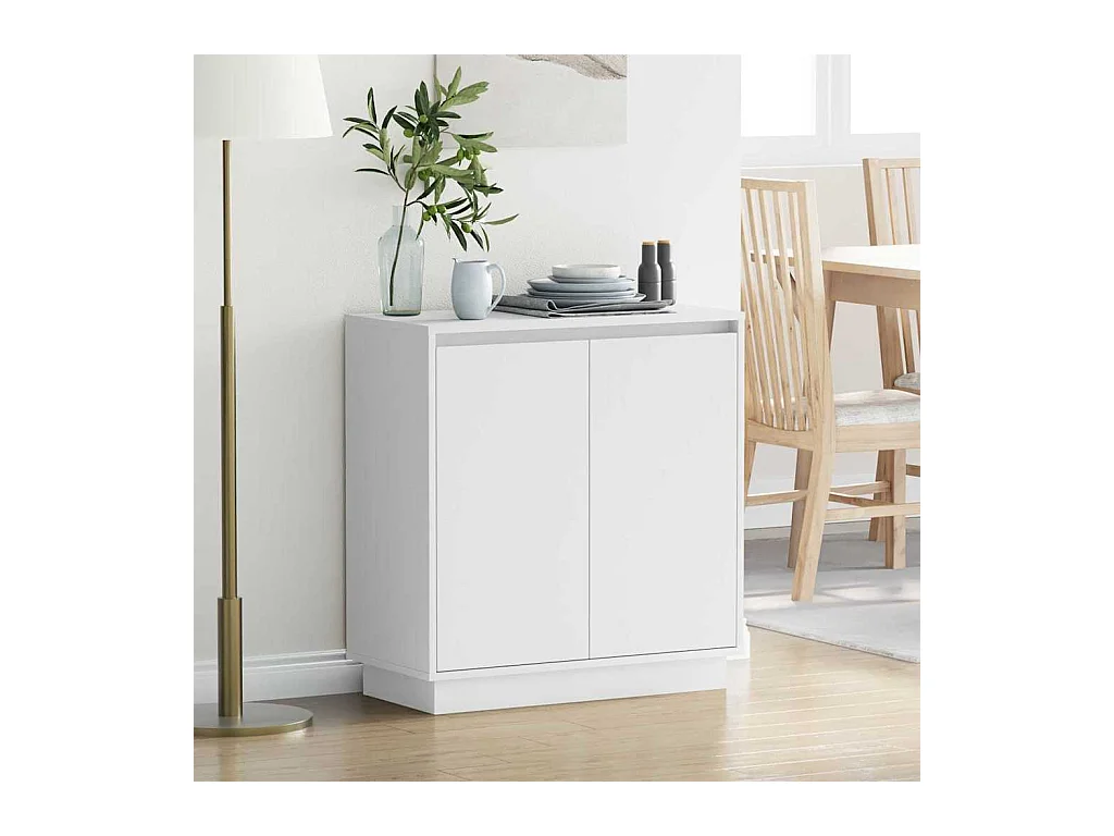 Buffet LED blanc - 71x34.5x75 cm, en bois d'ingénierie