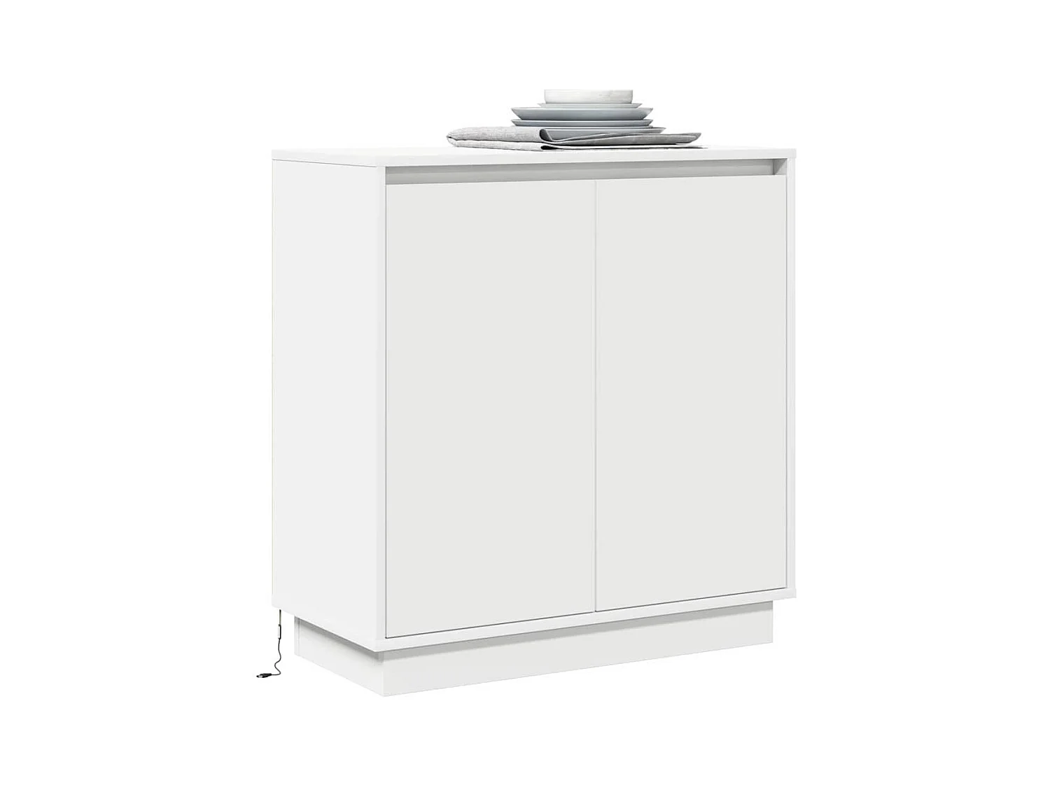 Buffet LED blanc - 71x34.5x75 cm, en bois d'ingénierie