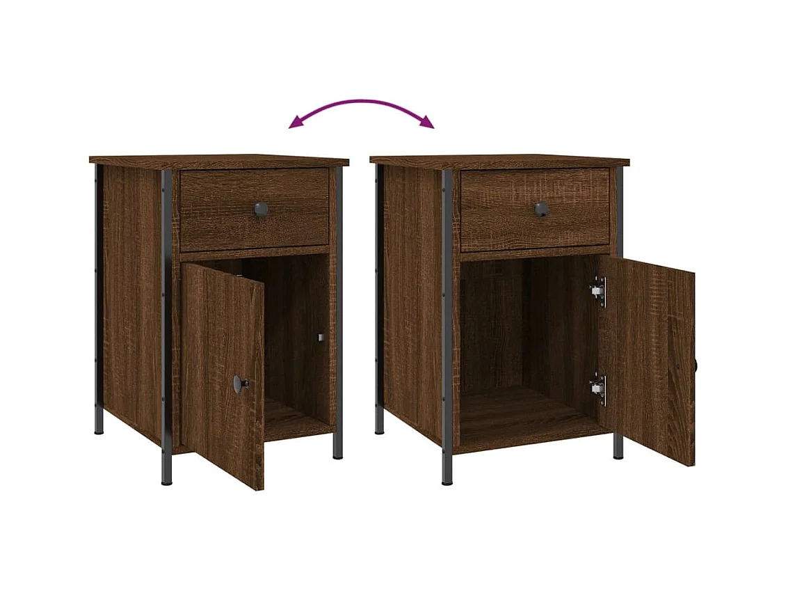 Nachtkastjes 2 stuks Bruin Eiken 40x42x60cm Bewerkt Hout