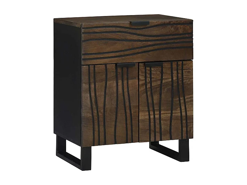 Mesilla de noche - 50x33x60 cm, fabricada en madera maciza de mango