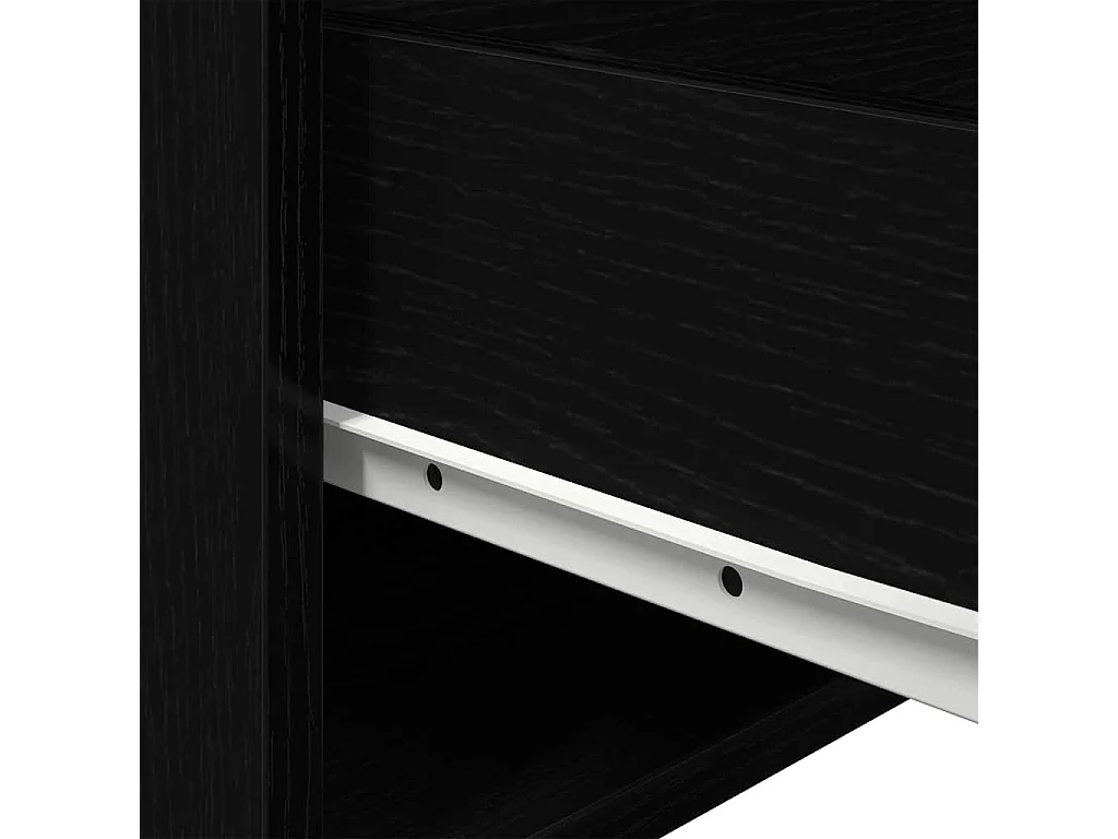 Comodino con LED a parete in rovere nero 50x36x30 cm