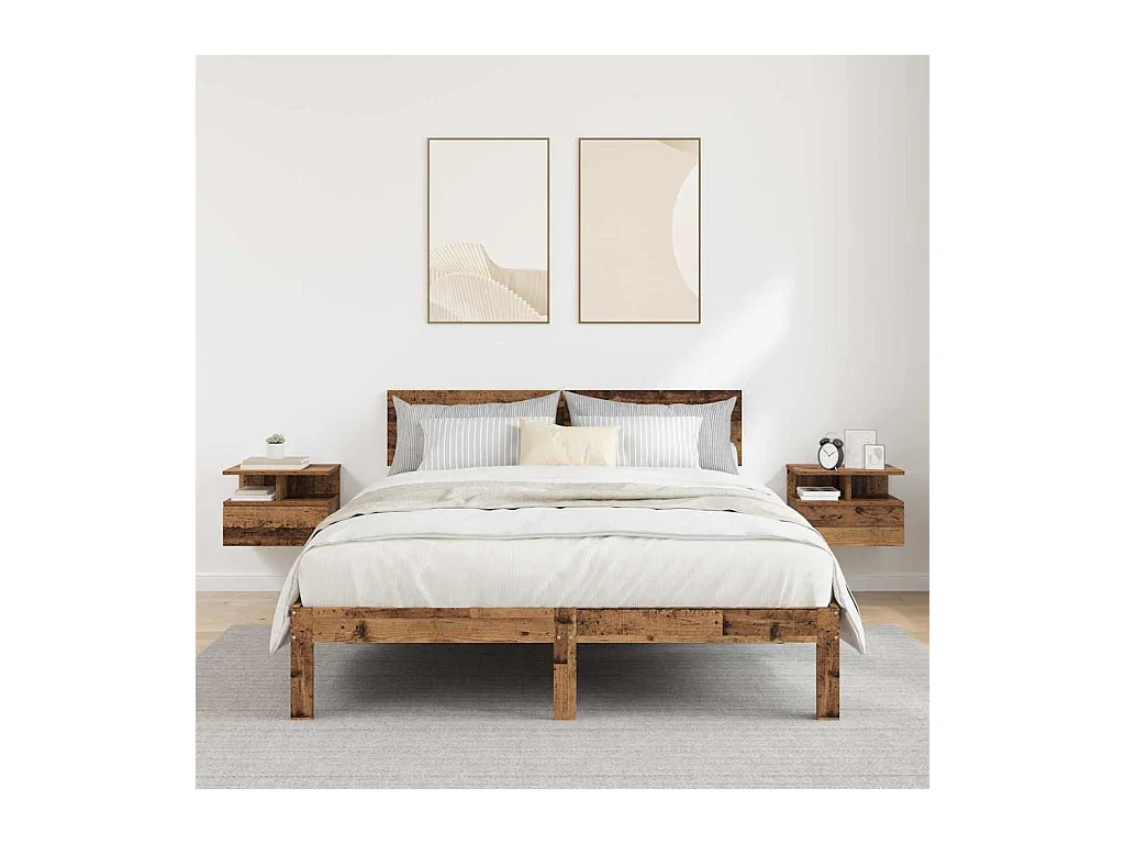 Zwevende nachtkastjes 2 stuks Oud hout 40x31x27 cm Bewerkt hout