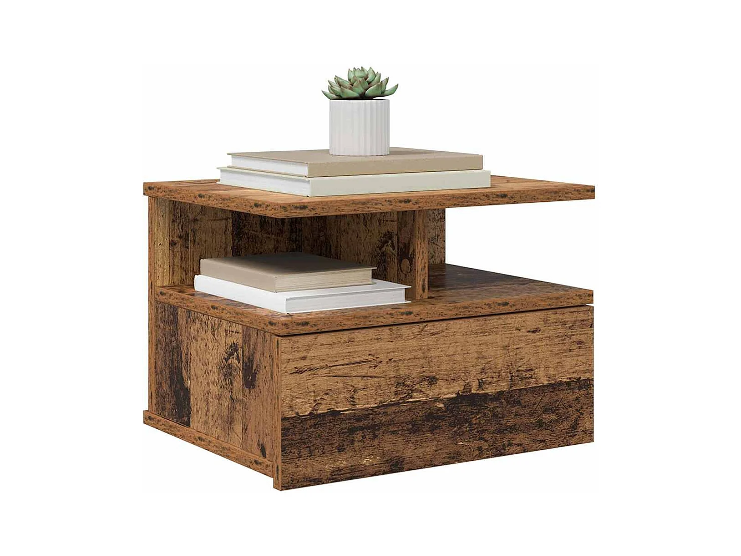 Zwevende nachtkastjes 2 stuks Oud hout 40x31x27 cm Bewerkt hout