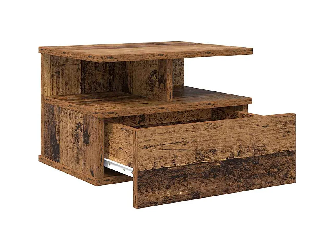 Zwevende nachtkastjes 2 stuks Oud hout 40x31x27 cm Bewerkt hout