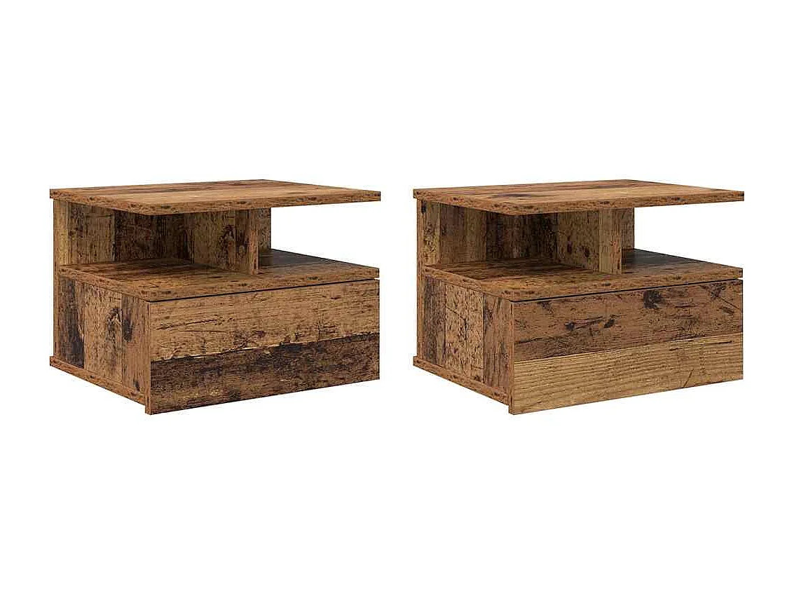 Mesitas de noche flotantes 2 piezas Madera vieja 40x31x27 cm Madera de ingeniería