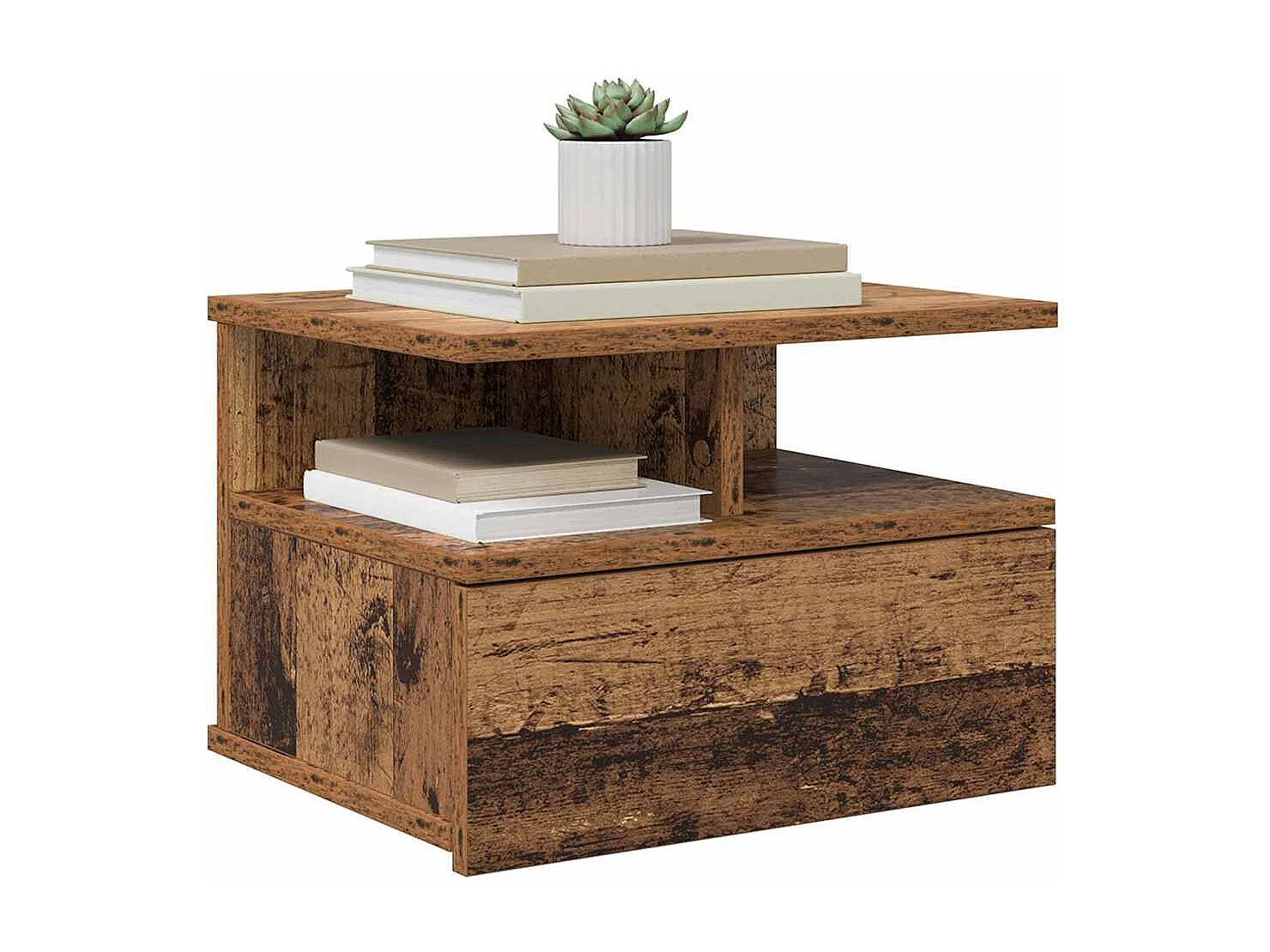 Mesitas de noche flotantes 2 piezas Madera vieja 40x31x27 cm Madera de ingeniería