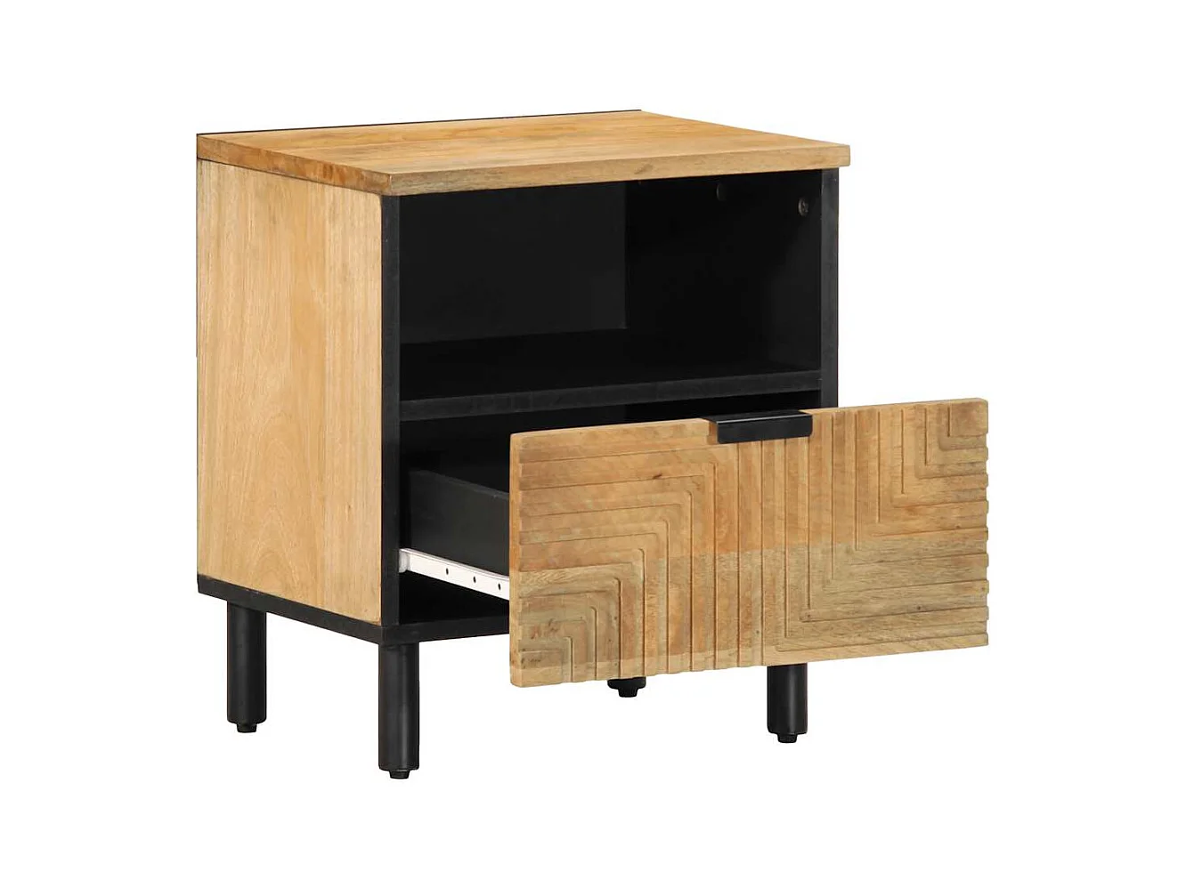 Table de chevet marron 40x33x46 cm bois de manguier solide