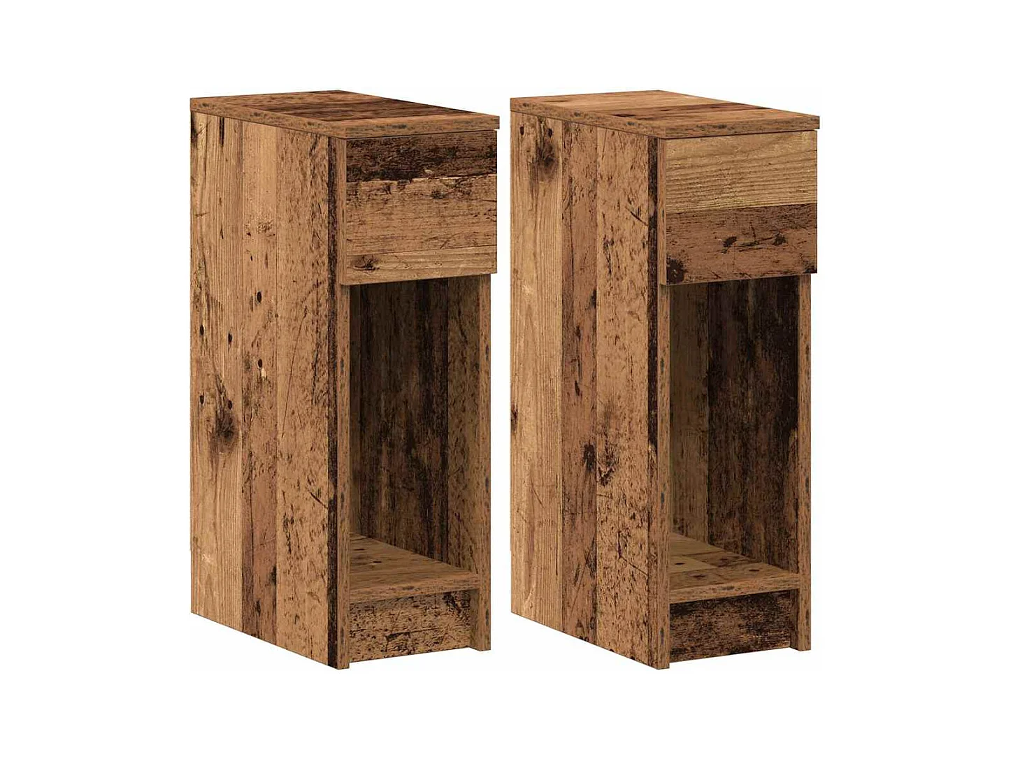 Tables de chevet avec tiroir 2 pcs vieux bois 20x36x60 cm