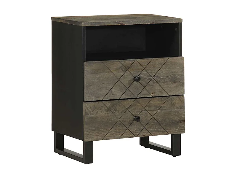 Comodino nero 50x33x62 cm in legno massello di mango