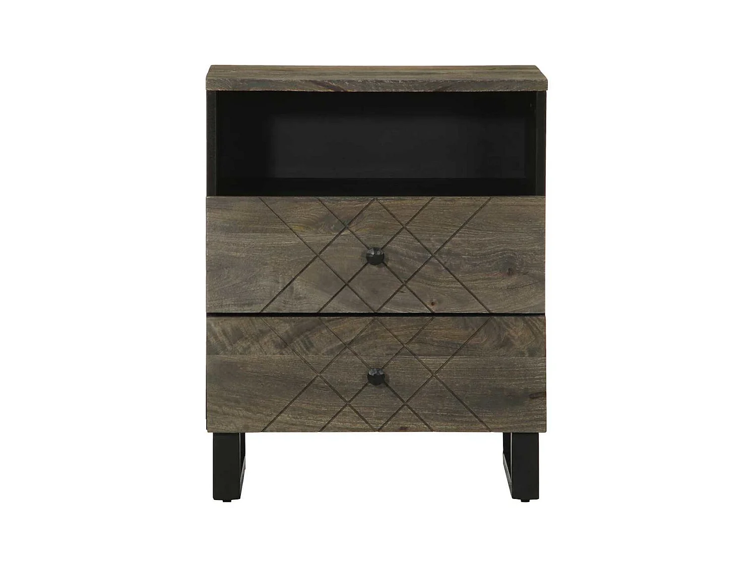 Table de chevet noir 50x33x62 cm bois de manguier solide