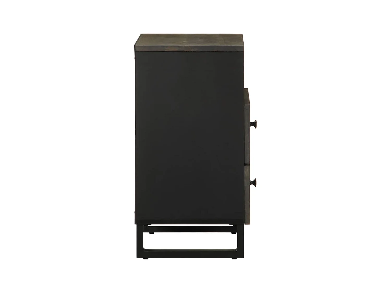 Table de chevet noir 50x33x62 cm bois de manguier solide