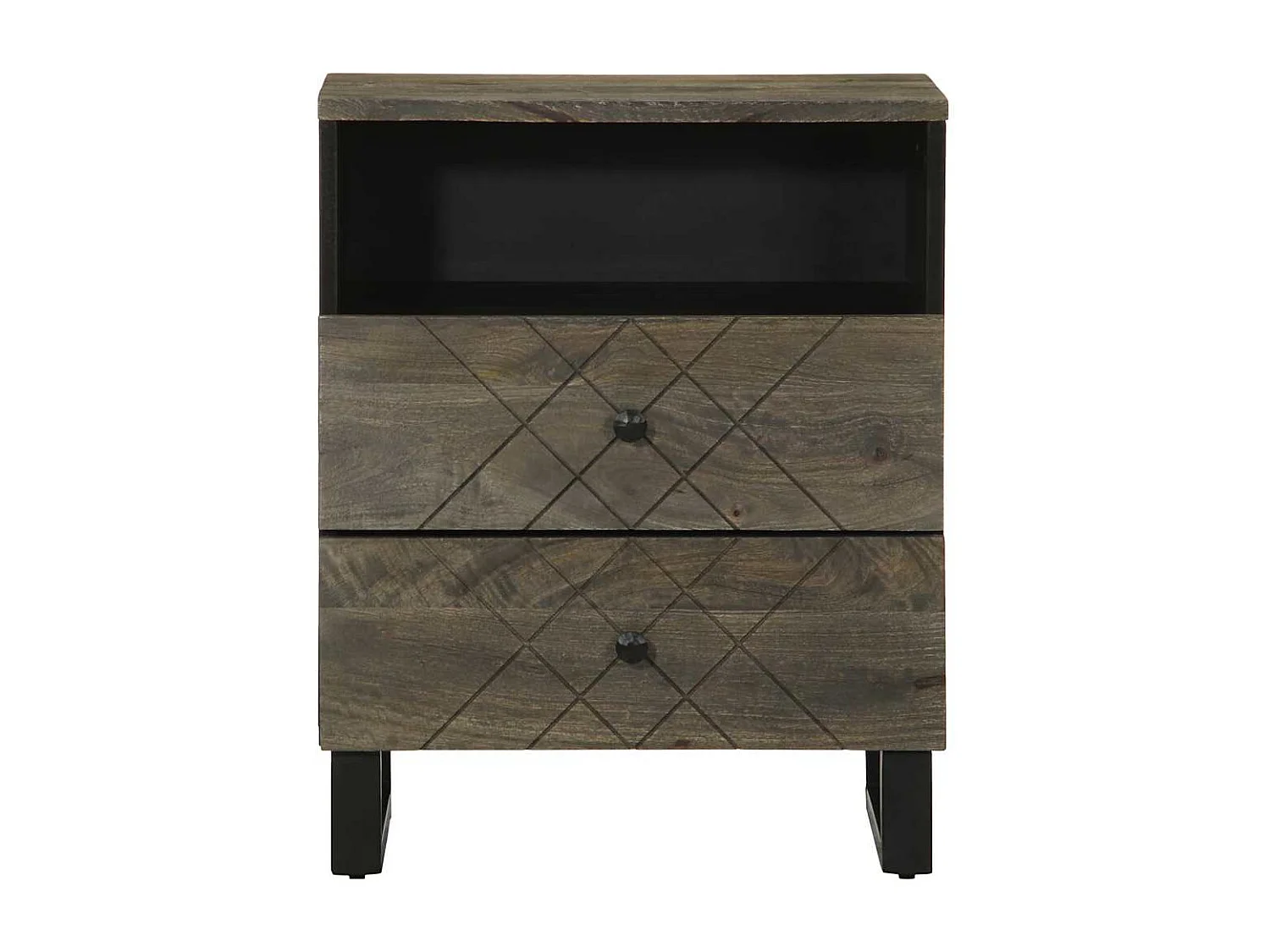 Table de chevet noir 50x33x62 cm bois de manguier solide