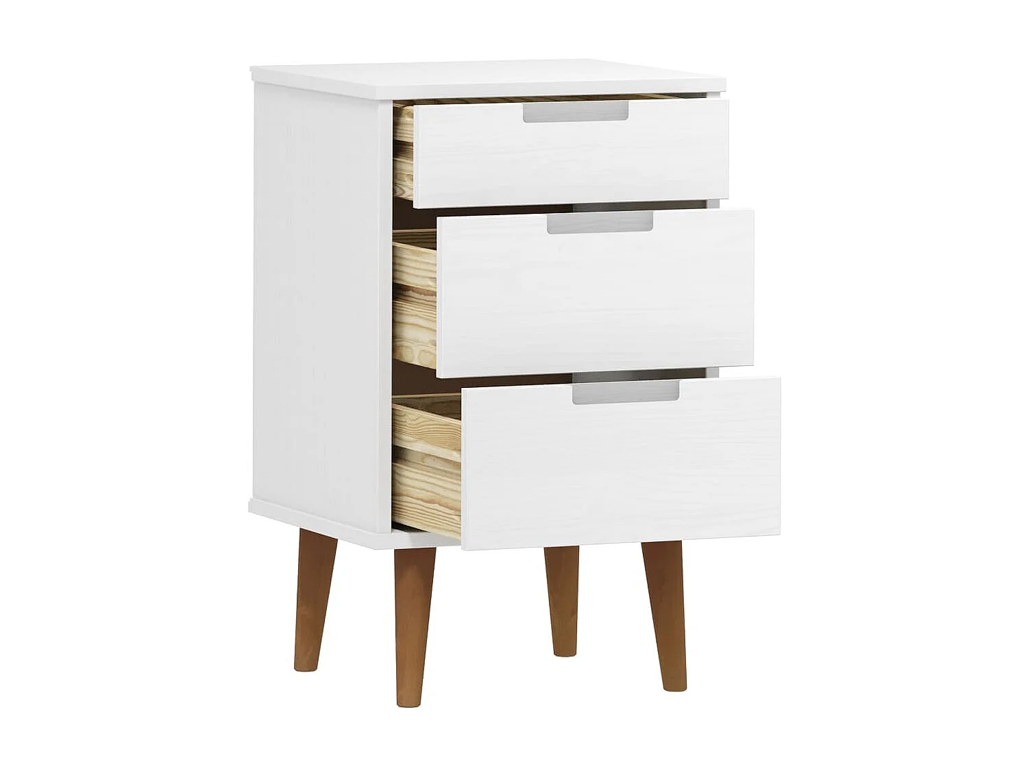 Comodino MOLDE Bianco 40x35x65 cm Legno di Pino Massiccio