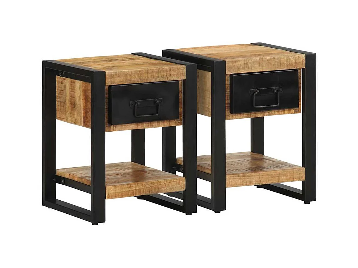 Tables de chevet 2 pcs bois de manguier massif brut