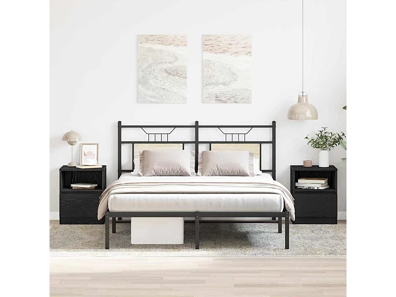 Armoires de chevet 2 pcs Chêne noir 40x40x50 cm en bois d'ingénierie