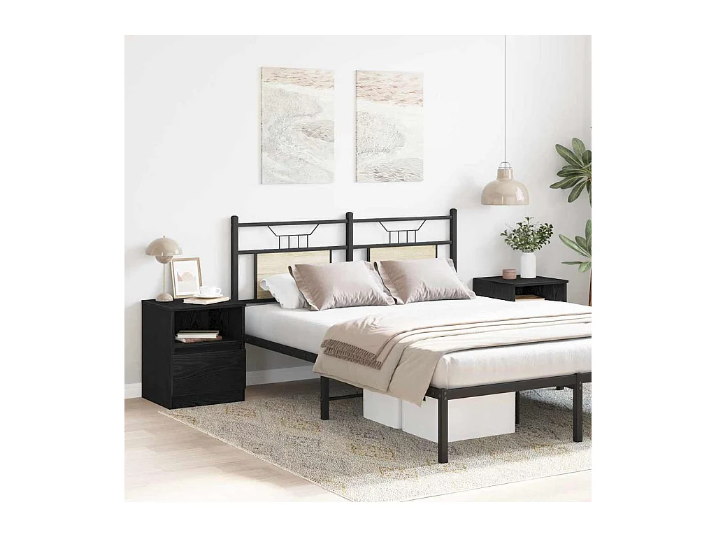 Armoires de chevet 2 pcs Chêne noir 40x40x50 cm en bois d'ingénierie