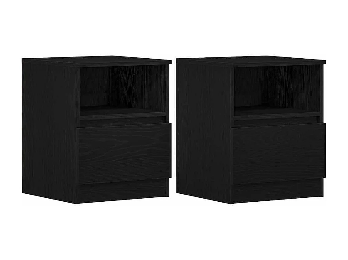 Armoires de chevet 2 pcs Chêne noir 40x40x50 cm en bois d'ingénierie