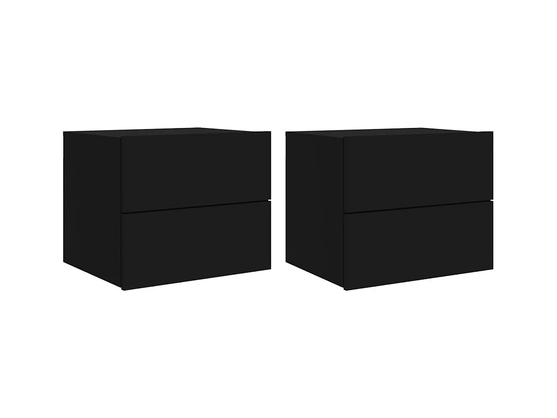 Wandnachtkastjes met LED-verlichting 2 stuks zwart