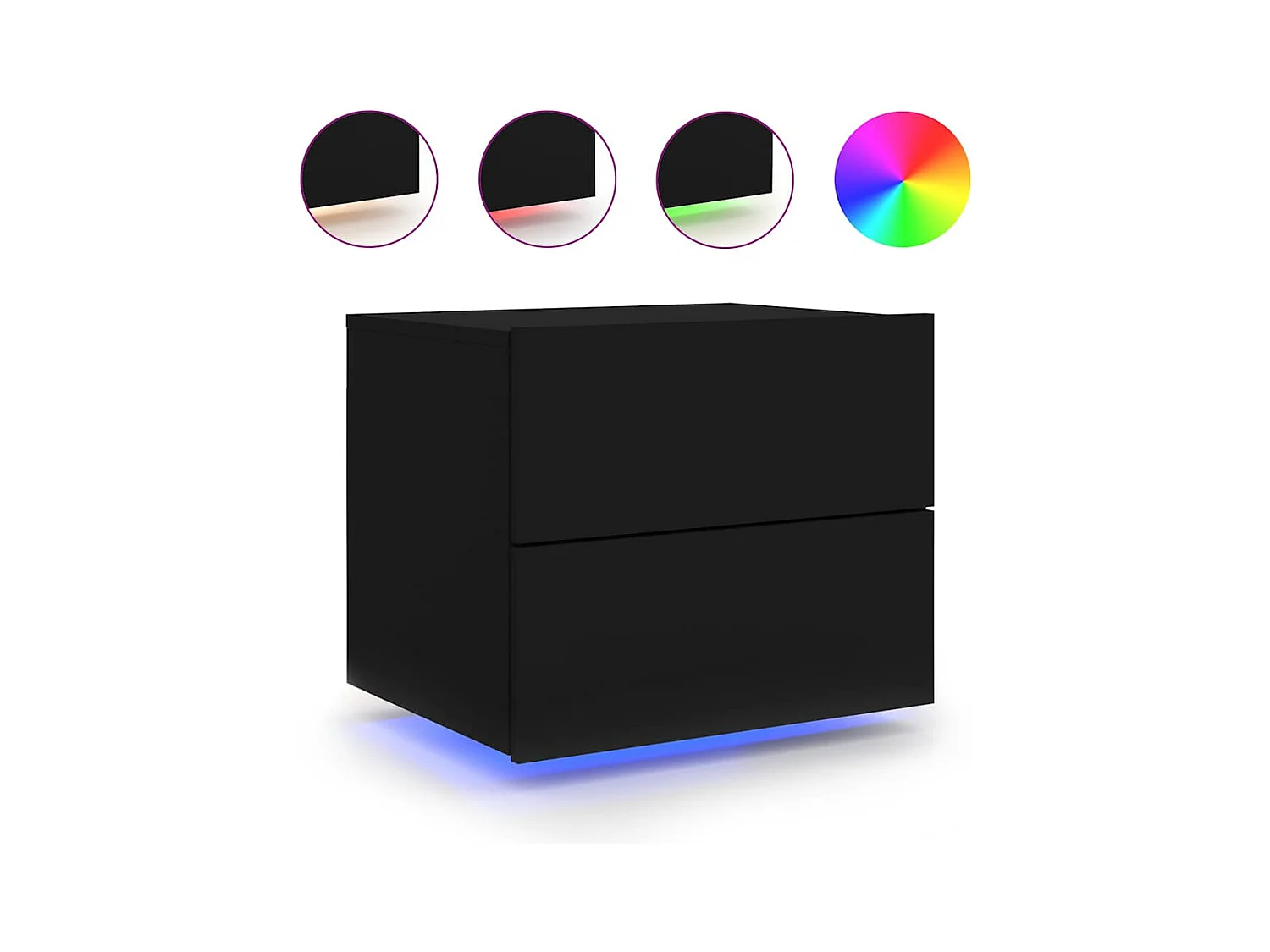 Wandnachtkastjes met LED-verlichting 2 stuks zwart