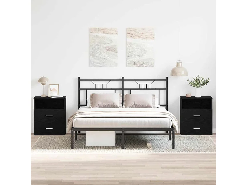 Tables de nuit 2 pcs Chêne Noir 50x32x60cm en bois d'ingénierie