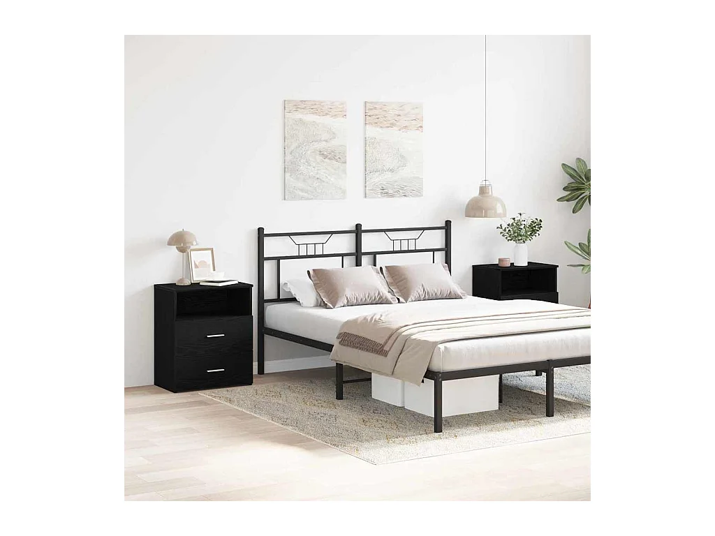 Tables de nuit 2 pcs Chêne Noir 50x32x60cm en bois d'ingénierie