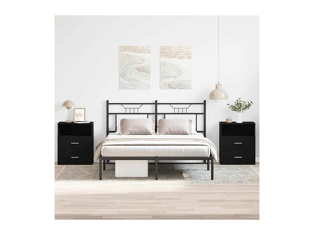 2 mesitas de noche de roble negro de 50 x 32 x 60 cm, madera de ingeniería