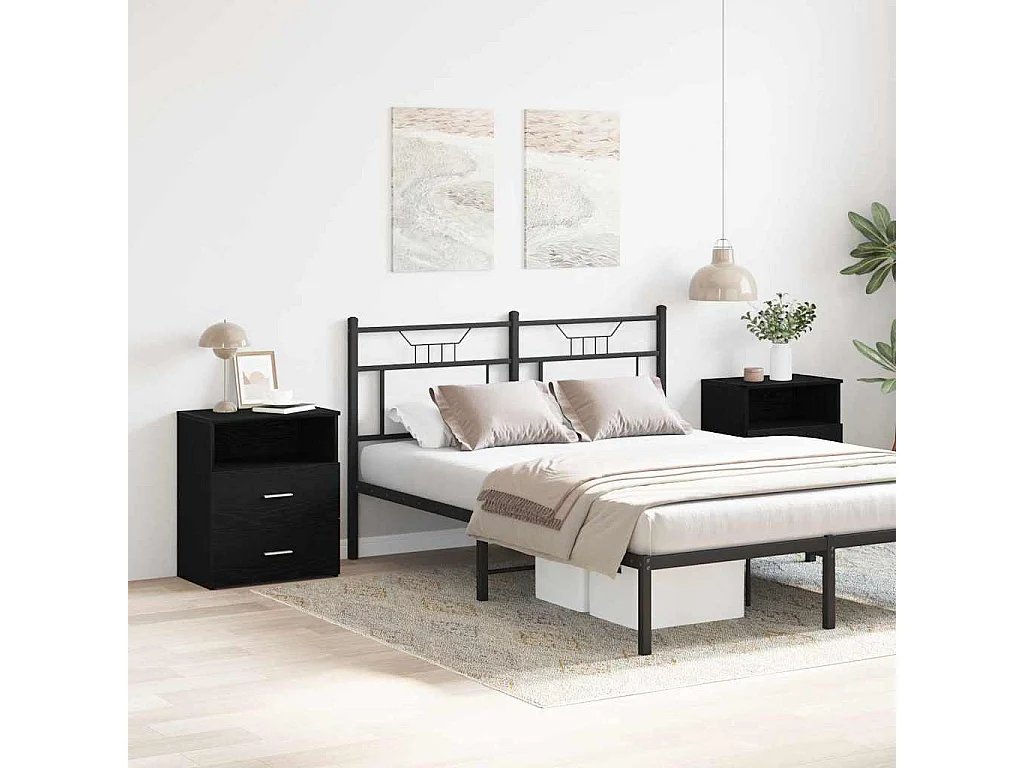 Tables de nuit 2 pcs Chêne Noir 50x32x60cm en bois d'ingénierie