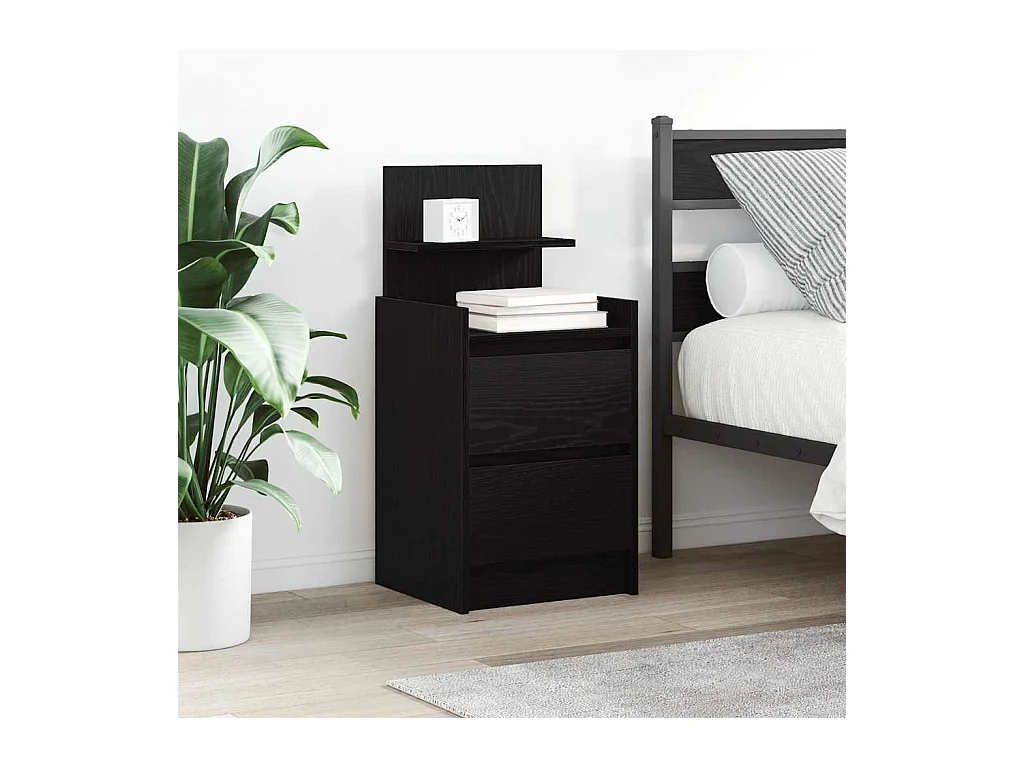 Tables de chevet avec 2 tiroirs 2 pcs chêne noir 38x34x80 cm