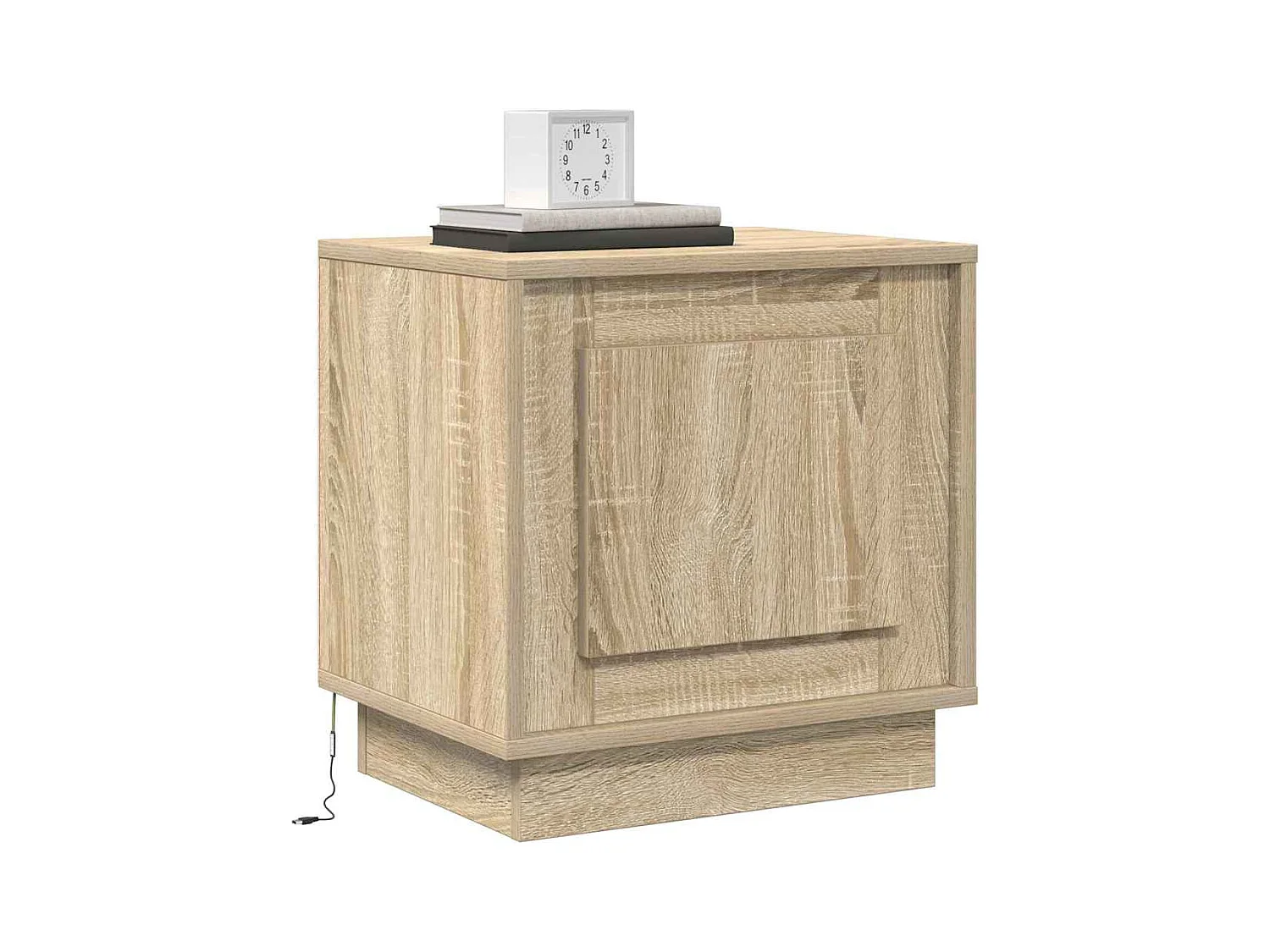 Tables de chevet avec lumières LED 2 pcs Chêne Sonoma 44x34,5x45 cm