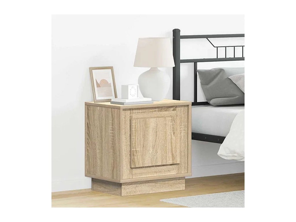 Nachttische mit LED-Leuchten 2 Stück Sonoma Eiche 44x34,5x45 cm