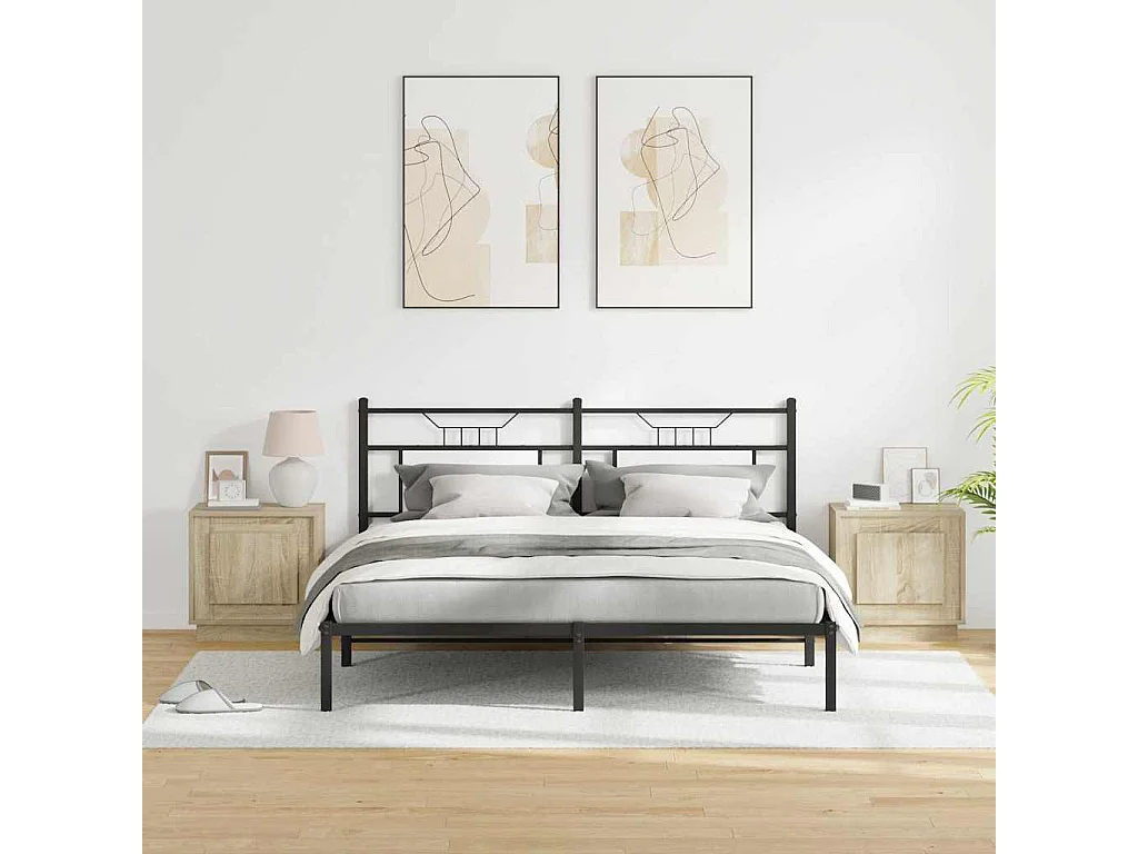 Tables de chevet avec lumières LED 2 pcs Chêne Sonoma 44x34,5x45 cm