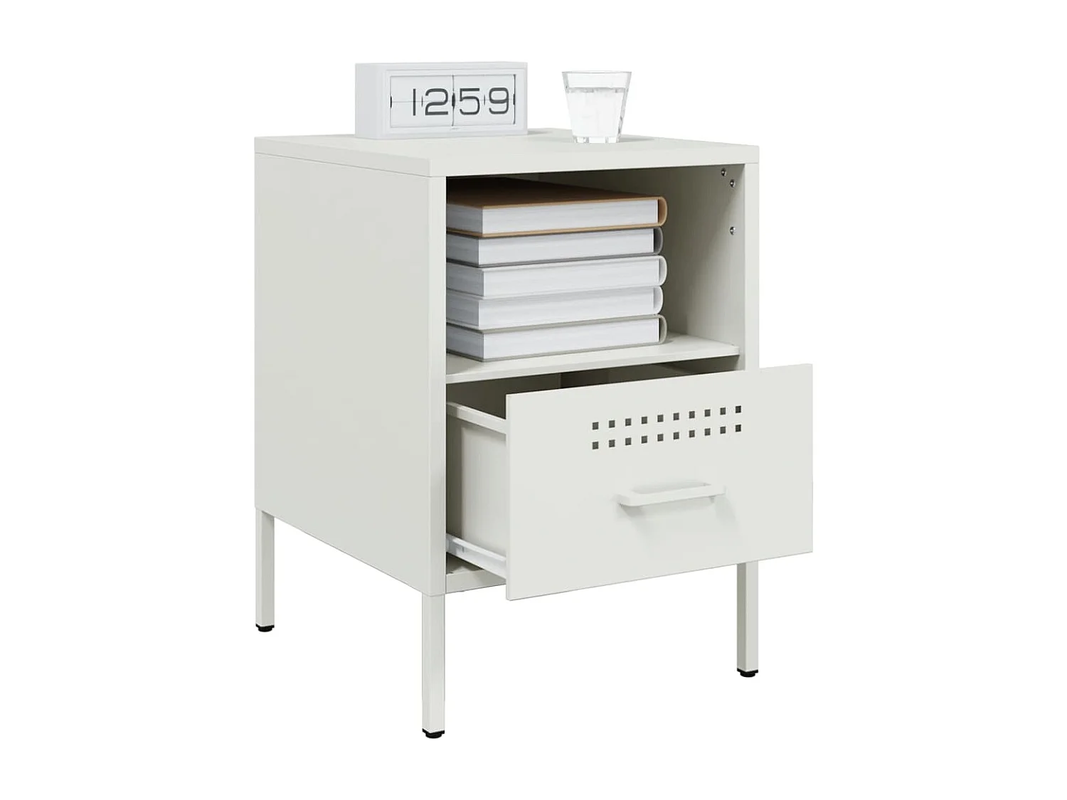Tables de chevet 2 pcs blanc 36x39x50,5 cm acier