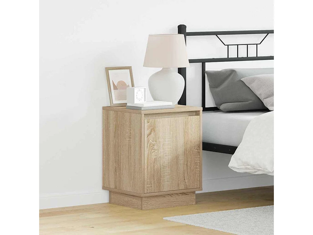 Nachtkastje met LED-verlichting Sonoma eiken 39x34,5x50 cm