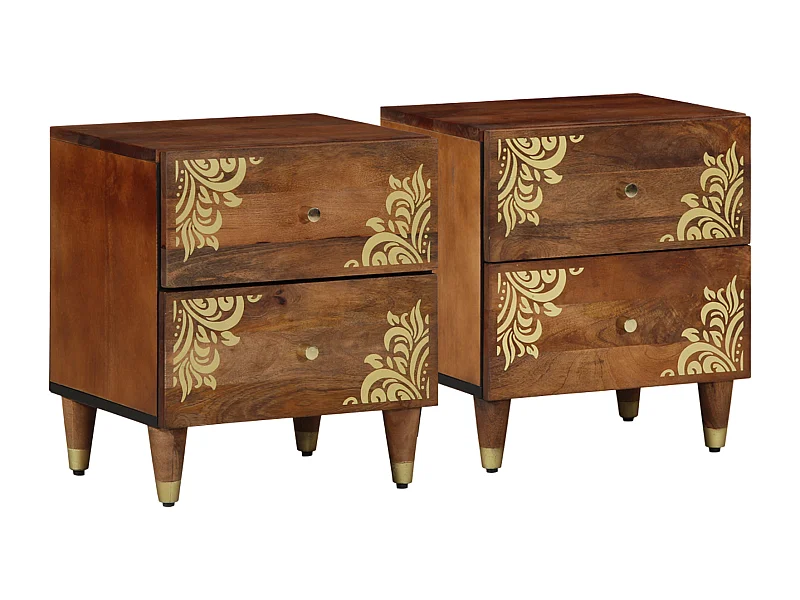 Vasque de chevet 2 pcs 40x33,5x46 cm en bois de manguier