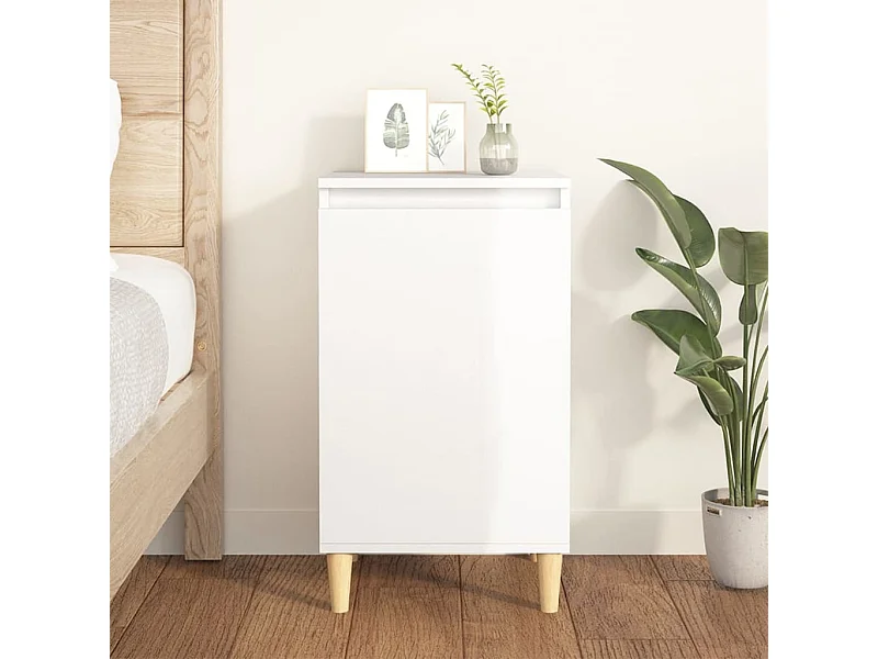 Comodino bianco lucido 40x35x70 cm in legno ingegnerizzato