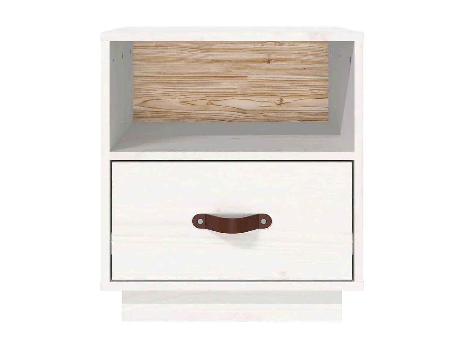 Comodino Bianco 40x34x45 cm Legno massello di pino