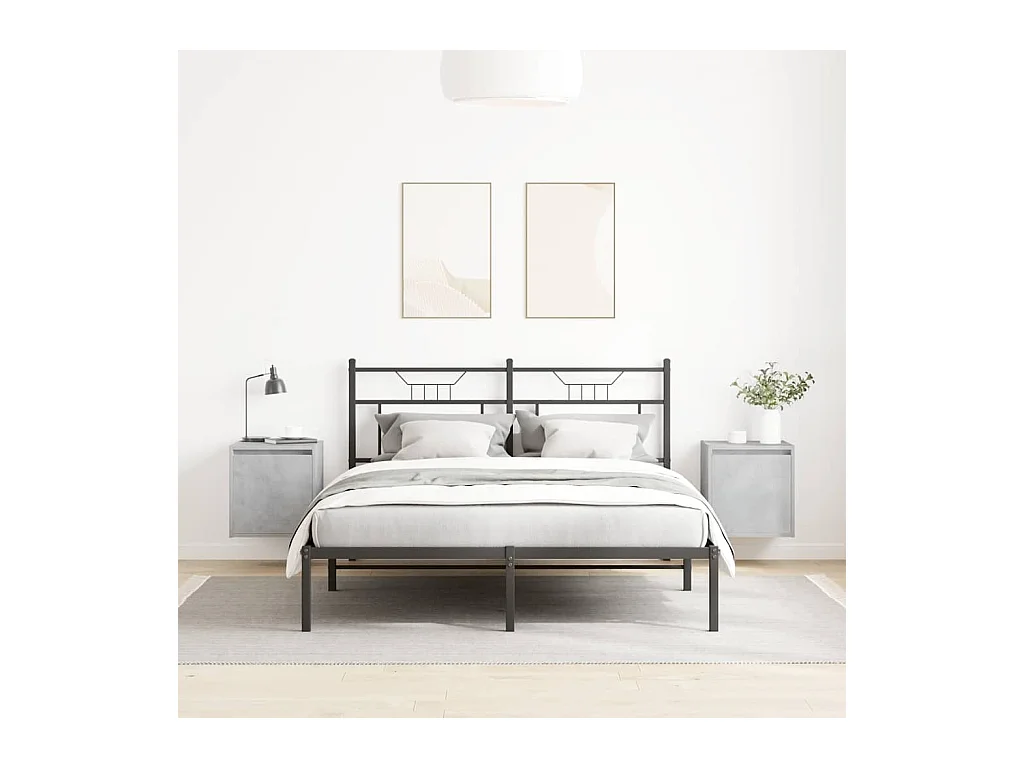 Comodini da parete 2 pz grigio cemento 38x34x40 cm