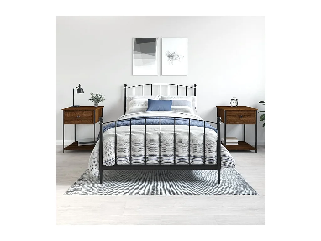 Mesitas de noche 2 piezas roble marrón 44x45x58 cm madera de ingeniería