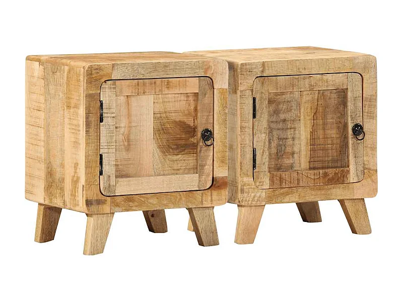Table de chevet 2 pcs 40x32x46 cm bois massif de manguier brut