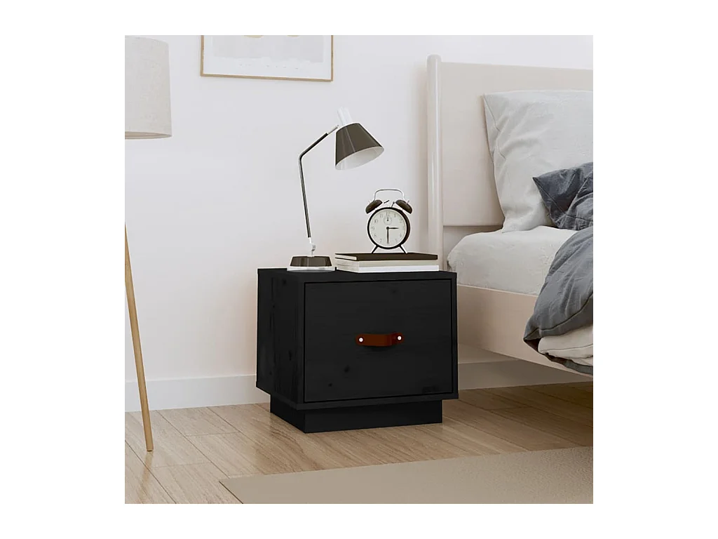 Table de chevet Noir 40x34x35 cm Bois de pin solide