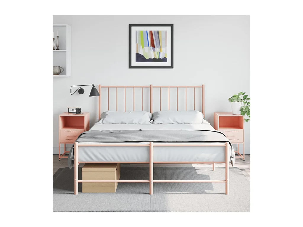 Tables de chevet 2 pcs rose 36x39x60,5 cm acier