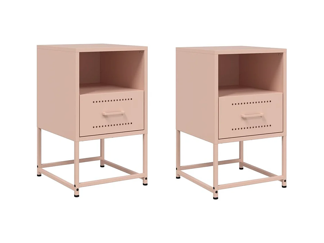 Tables de chevet 2 pcs rose 36x39x60,5 cm acier
