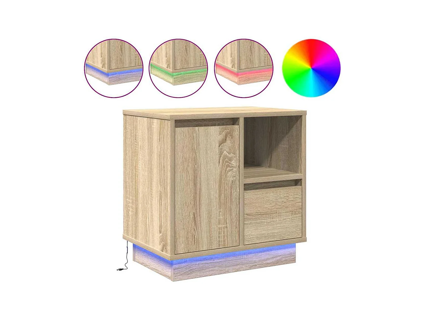 Nachttisch mit LED Sonoma Eiche 50x34,5x50 cm