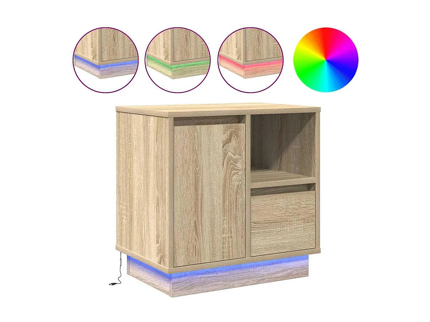 Nachtkastje met LED Sonoma Eiken 50x34,5x50 cm